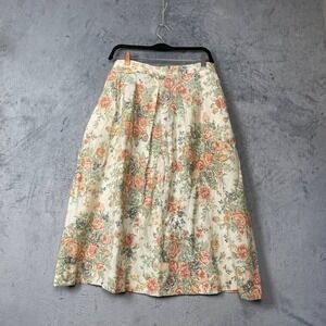 Vintage 80s Cottagecore Floral Pleated Midi Skirt 22W Plus Size Party Prairie